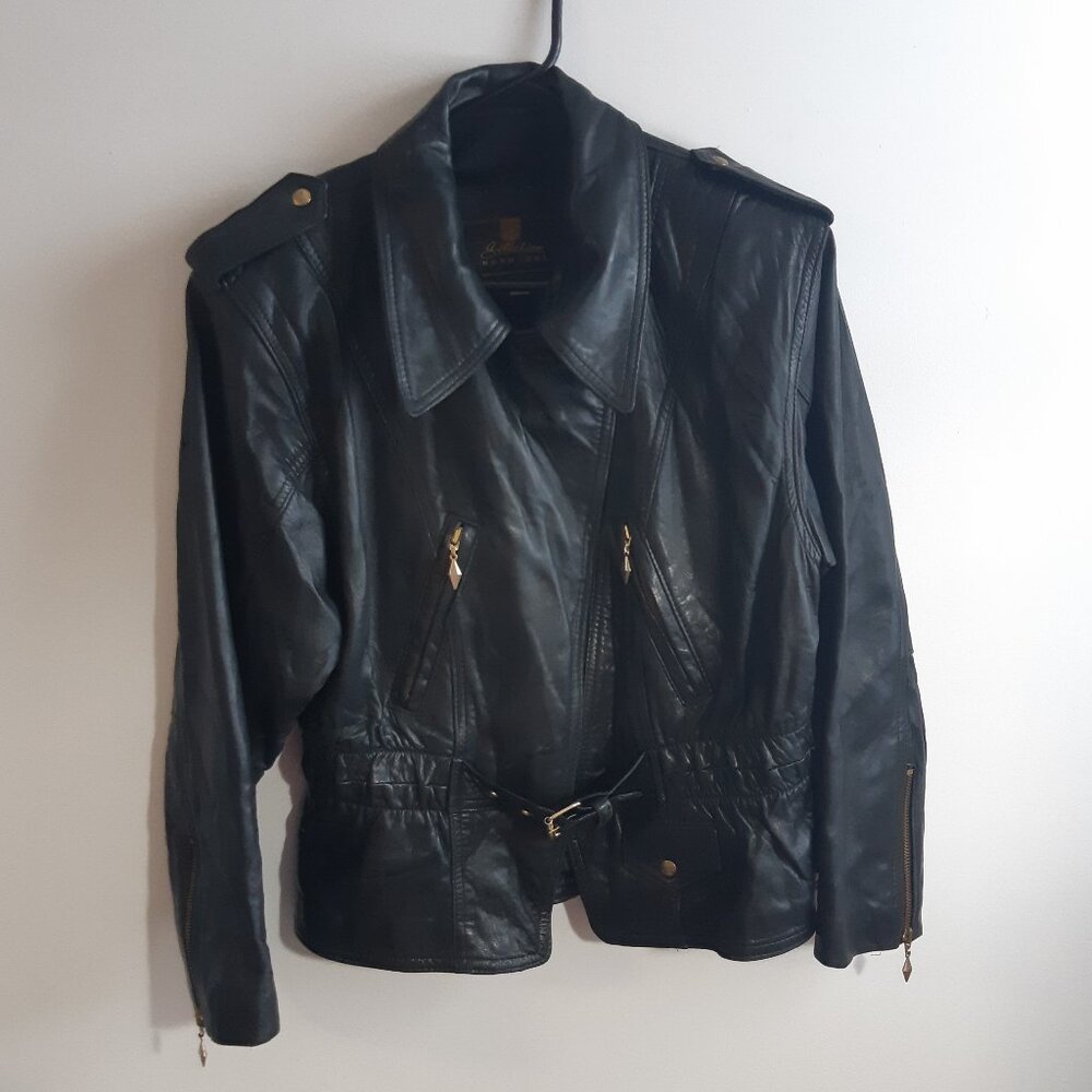 Jacket Leather Genuine Made In Canada Sélection Mono-Pol Small Women Vintage Y2K - Picture 2 of 16